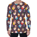Cute Cupcake Pattern Print Men's Long Sleeve T-Shirt