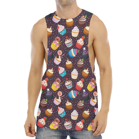 Cute Cupcake Pattern Print Men's Muscle Tank Top
