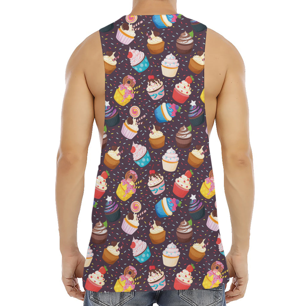 Cute Cupcake Pattern Print Men's Muscle Tank Top