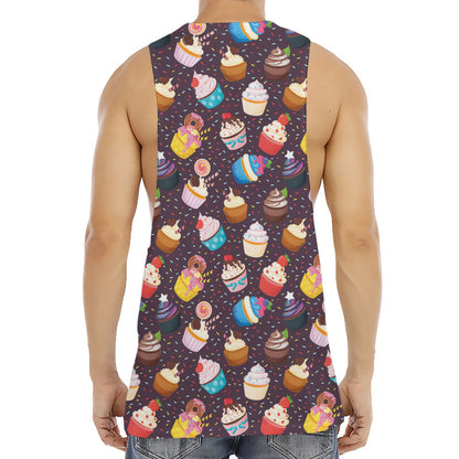 Cute Cupcake Pattern Print Men's Muscle Tank Top
