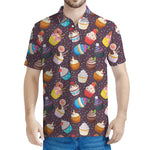 Cute Cupcake Pattern Print Men's Polo Shirt