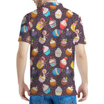 Cute Cupcake Pattern Print Men's Polo Shirt