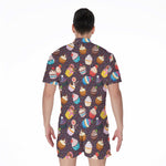 Cute Cupcake Pattern Print Men's Rompers