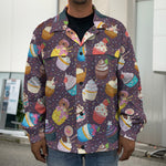 Cute Cupcake Pattern Print Men's Shirt Jacket