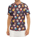 Cute Cupcake Pattern Print Men's Short Sleeve Rash Guard
