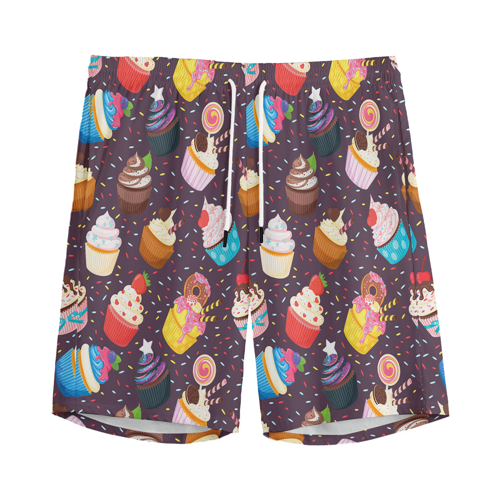 Cute Cupcake Pattern Print Men's Sports Shorts