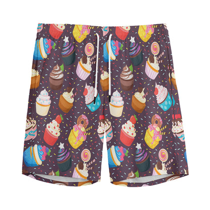 Cute Cupcake Pattern Print Men's Sports Shorts