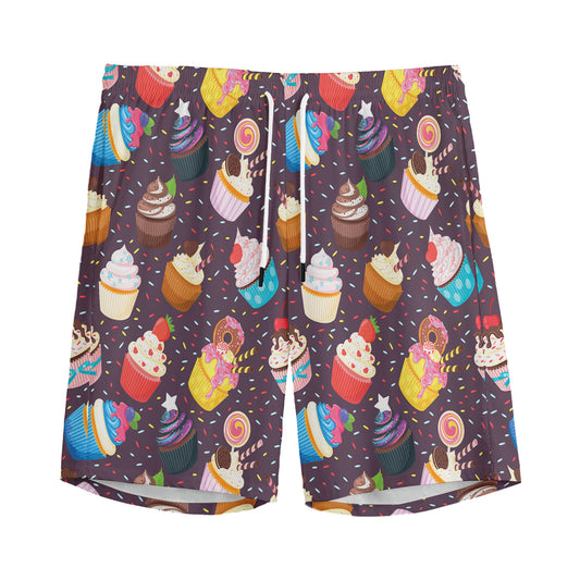 Cute Cupcake Pattern Print Men's Sports Shorts