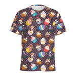 Cute Cupcake Pattern Print Men's Sports T-Shirt