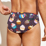 Cute Cupcake Pattern Print Men's Swim Briefs