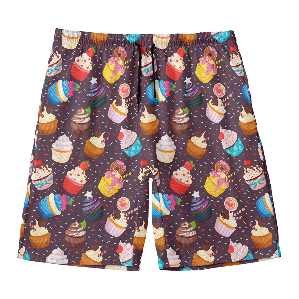 Cute Cupcake Pattern Print Men's Swim Trunks