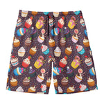 Cute Cupcake Pattern Print Men's Swim Trunks