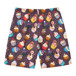 Cute Cupcake Pattern Print Men's Swim Trunks