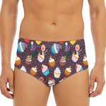 Cute Cupcake Pattern Print Men's Triangle Swim Briefs