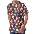 Cute Cupcake Pattern Print Men's Velvet T-Shirt