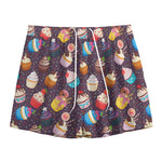 Cute Cupcake Pattern Print Mesh Shorts