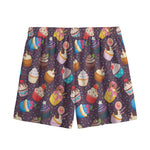Cute Cupcake Pattern Print Mesh Shorts