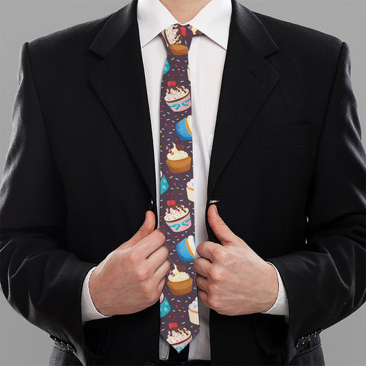 Cute Cupcake Pattern Print Necktie