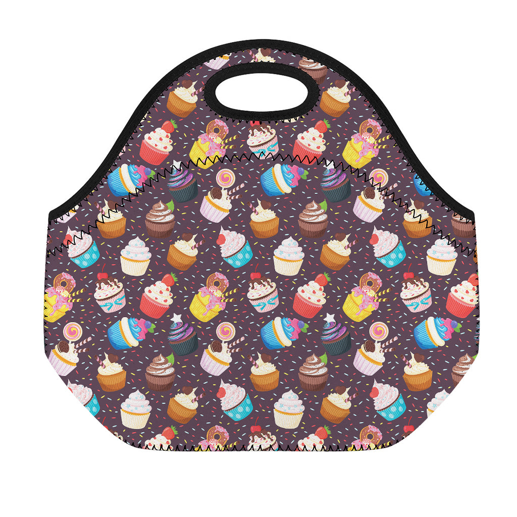 Cute Cupcake Pattern Print Neoprene Lunch Bag