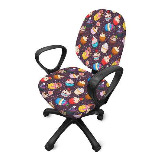 Cute Cupcake Pattern Print Office Chair Cover