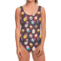 Cute Cupcake Pattern Print One Piece Swimsuit