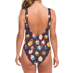 Cute Cupcake Pattern Print One Piece Swimsuit