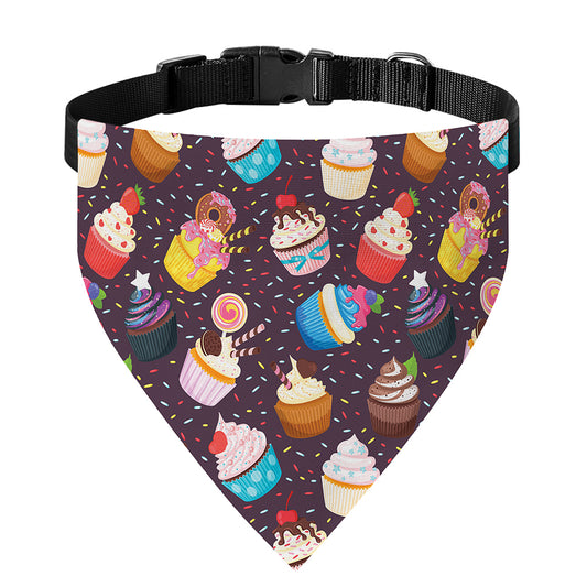 Cute Cupcake Pattern Print Over The Collar Dog Bandana