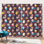 Cute Cupcake Pattern Print Pencil Pleat Curtains