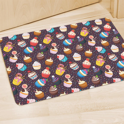 Cute Cupcake Pattern Print Polyester Doormat