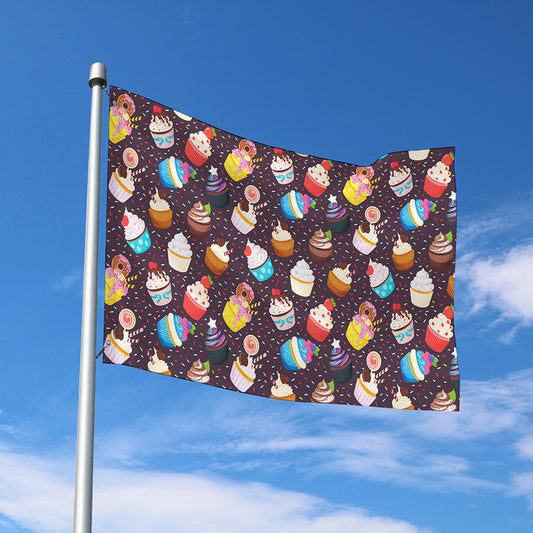 Cute Cupcake Pattern Print Polyester Flag