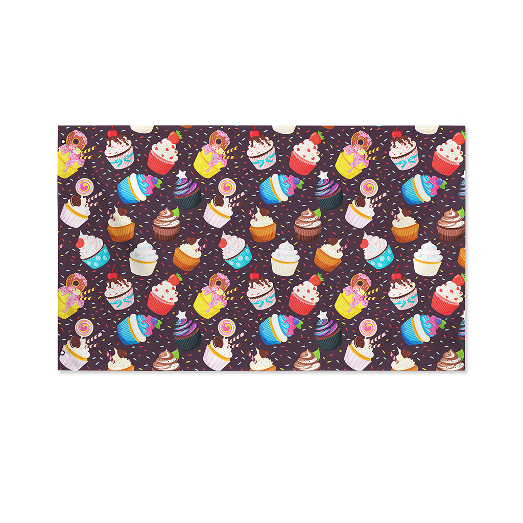 Cute Cupcake Pattern Print Polyester Flag