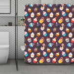 Cute Cupcake Pattern Print Polyester Shower Curtain