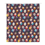 Cute Cupcake Pattern Print Polyester Shower Curtain
