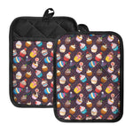 Cute Cupcake Pattern Print Pot Holders With Pocket