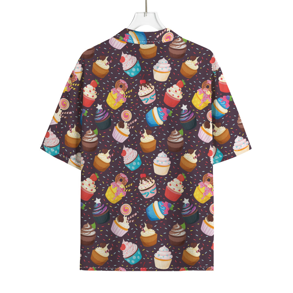 Cute Cupcake Pattern Print Rayon Hawaiian Shirt