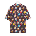 Cute Cupcake Pattern Print Rayon Hawaiian Shirt