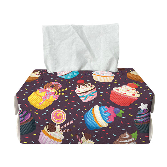 Cute Cupcake Pattern Print Rectangle Tissue Box Cover