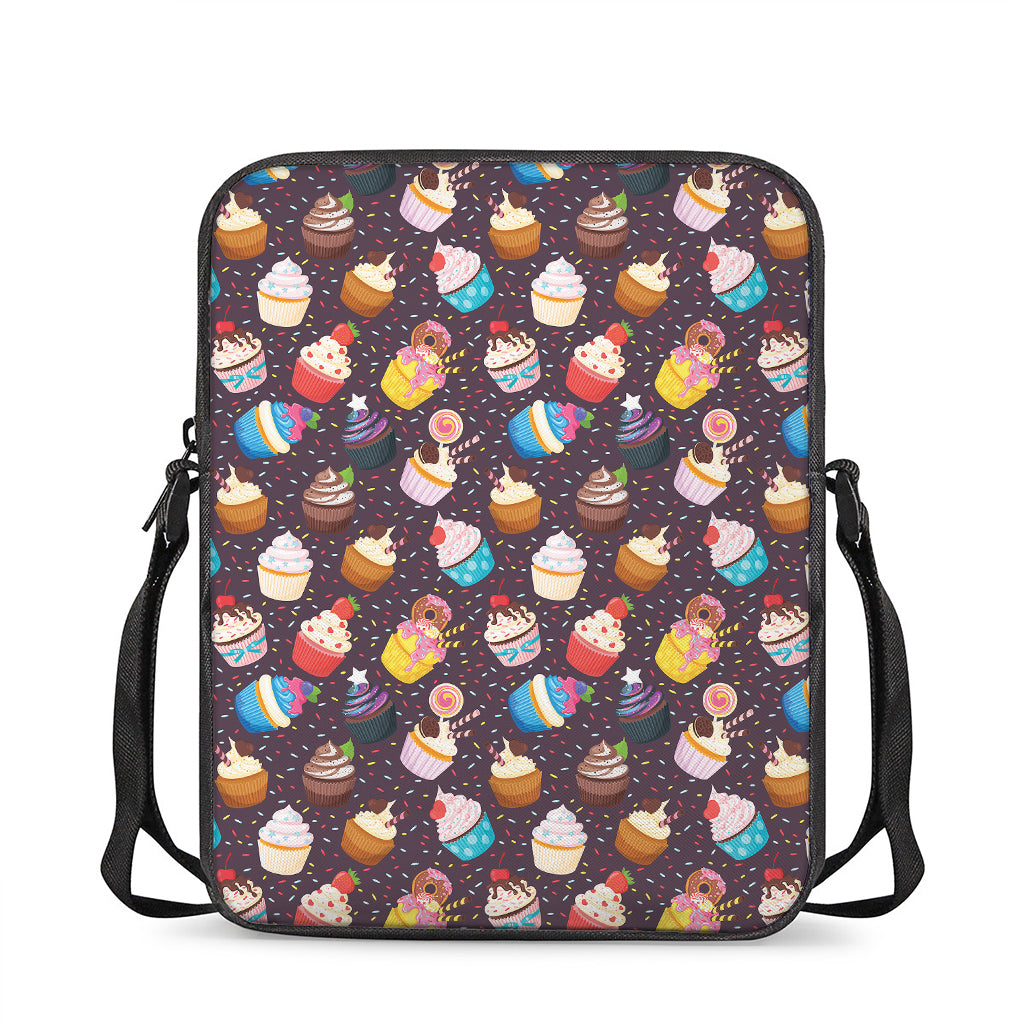 Cute Cupcake Pattern Print Rectangular Crossbody Bag