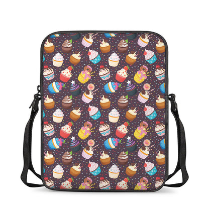 Cute Cupcake Pattern Print Rectangular Crossbody Bag