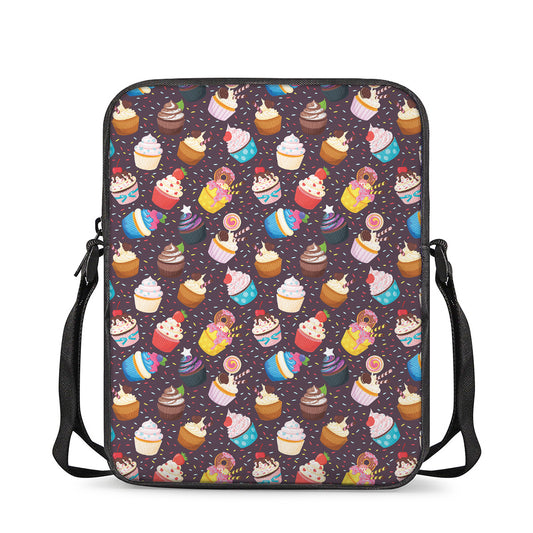 Cute Cupcake Pattern Print Rectangular Crossbody Bag