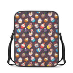 Cute Cupcake Pattern Print Rectangular Crossbody Bag