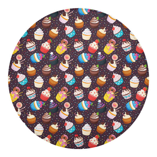 Cute Cupcake Pattern Print Round Blanket