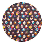Cute Cupcake Pattern Print Round Blanket