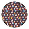 Cute Cupcake Pattern Print Round Floor Mat