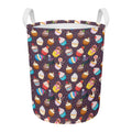 Cute Cupcake Pattern Print Round Laundry Basket