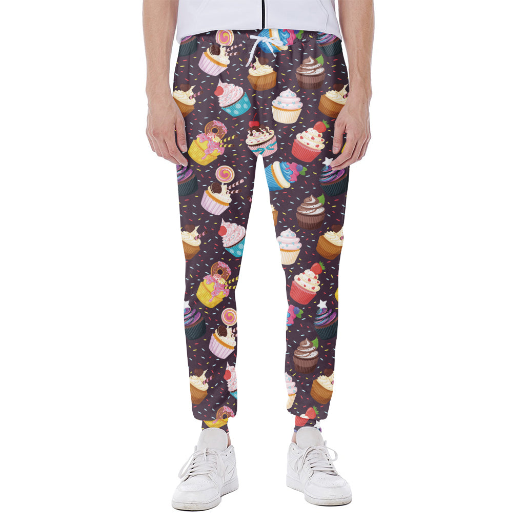 Cute Cupcake Pattern Print Scuba Joggers
