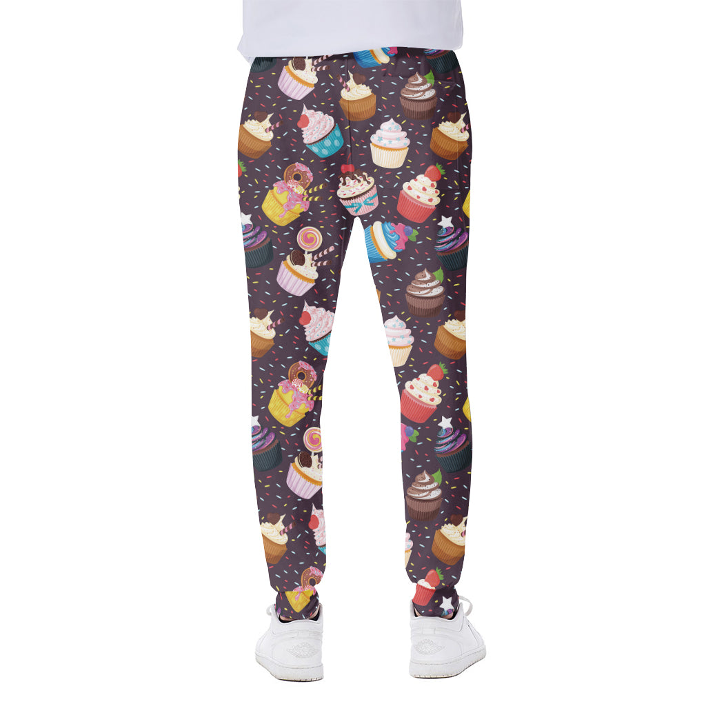 Cute Cupcake Pattern Print Scuba Joggers