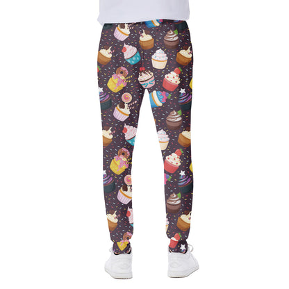 Cute Cupcake Pattern Print Scuba Joggers