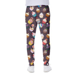Cute Cupcake Pattern Print Scuba Joggers