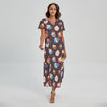 Cute Cupcake Pattern Print Short Sleeve Maxi Dress